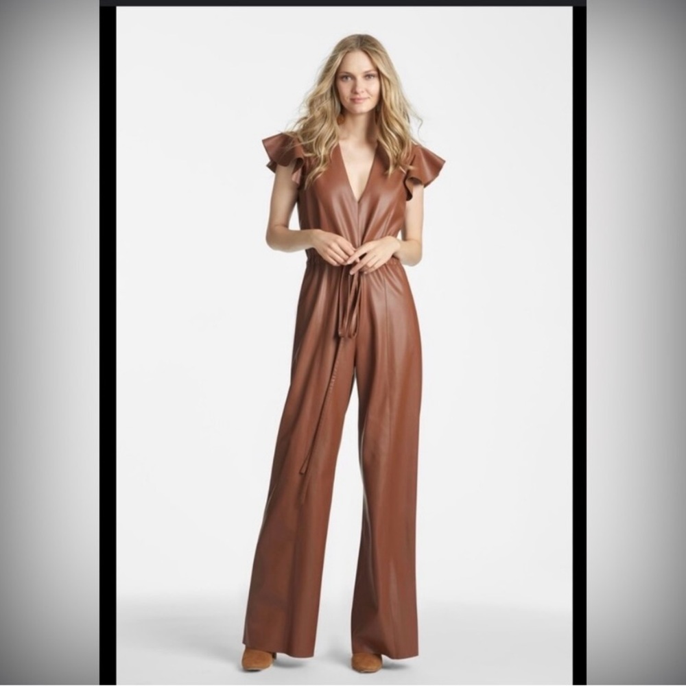 Size 14 brown leather jumpsuit